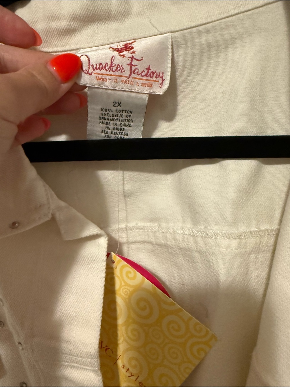 Quacker Factory Cream Rhinestone-Embellished Denim Jacket - Picture 3 of 3